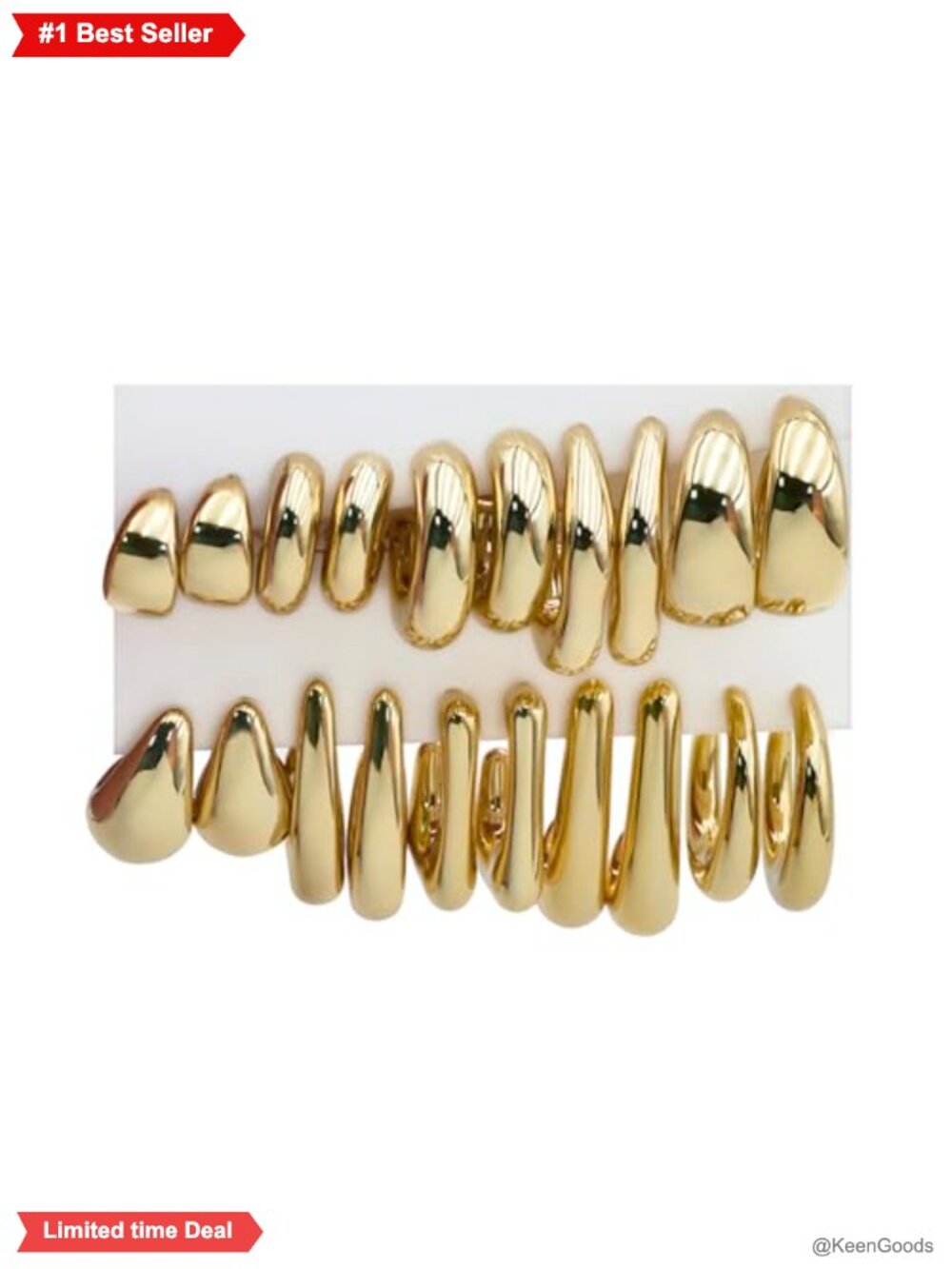 10 Pairs Hypoallergenic Gold Plated Chunky Hoop Dangle Earrings Set Lightweight